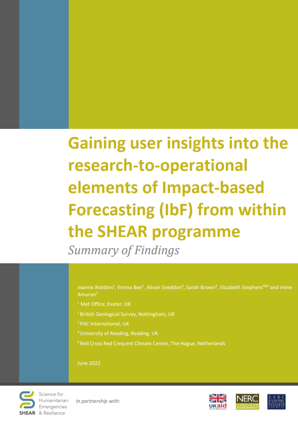 SHEAR_Programme's tweet image. We're delighted to share the latest resource from SHEAR: this paper explores the exciting area of #impactbasedforecasting, bringing together learning, experience &amp;amp; perspectives about what #IbF is &amp;amp; the #challenges, #barriers &amp;amp; #opportunities. tinyurl.com/2ehtzjcf