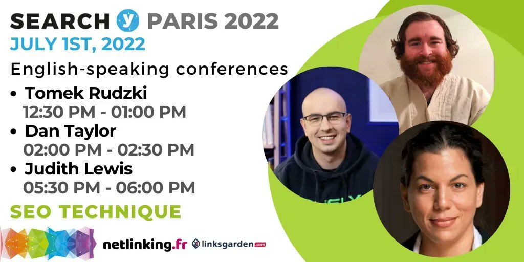 Search-Y (@search_y_paris) on Twitter photo #SearchY2022
12:30 PM - 01:00 PM
✅ Why Google is NOT indexing your pages?
<a href="/TomekRudzki/">Tomek Rudzki</a>
02:00 PM - 02:30 PM
✅ Getting Started With Edge SEO & Use Cases
<a href="/TaylorDanRW/">Dan Taylor</a>
05:30 PM - 06:00 PM
✅ Lessons Learned from a Mass of Migrations
<a href="/JudithLewis/">Judith Lewis</a>
<a href="/netlinking_fr/">Netlinking.fr</a> <a href="/linksgarden/">Linksgarden (FR)</a> #SearchY2022
12:30 PM - 01:00 PM
✅ Why Google is NOT indexing your pages?
<a href="/TomekRudzki/">Tomek Rudzki</a>
02:00 PM - 02:30 PM
✅ Getting Started With Edge SEO & Use Cases
<a href="/TaylorDanRW/">Dan Taylor</a>
05:30 PM - 06:00 PM
✅ Lessons Learned from a Mass of Migrations
<a href="/JudithLewis/">Judith Lewis</a>
<a href="/netlinking_fr/">Netlinking.fr</a> <a href="/linksgarden/">Linksgarden (FR)</a>