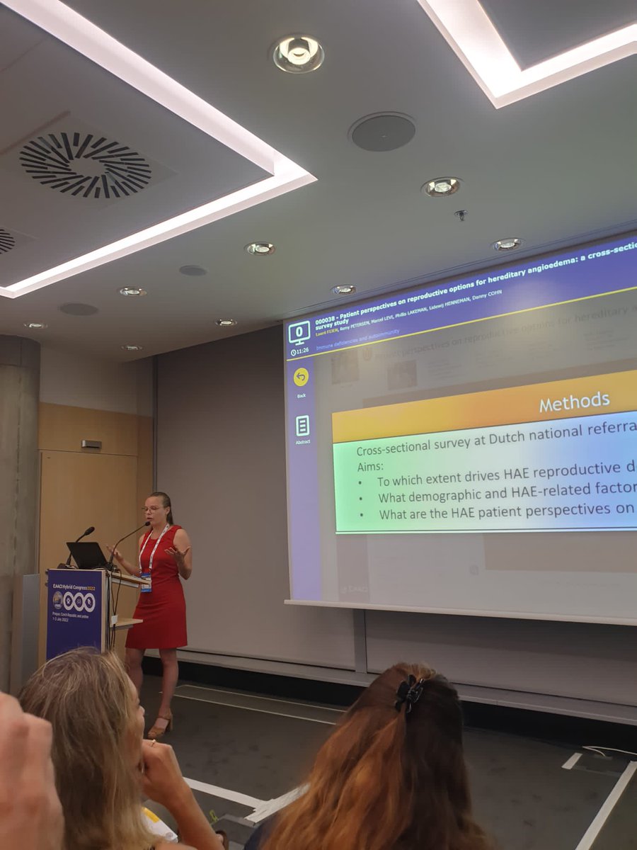 Amazing to interact with #HAE experts at the #eaaci2022 during my two talks on reproductive decisions and the burden of hereditary #angioedema @RemyPetersen