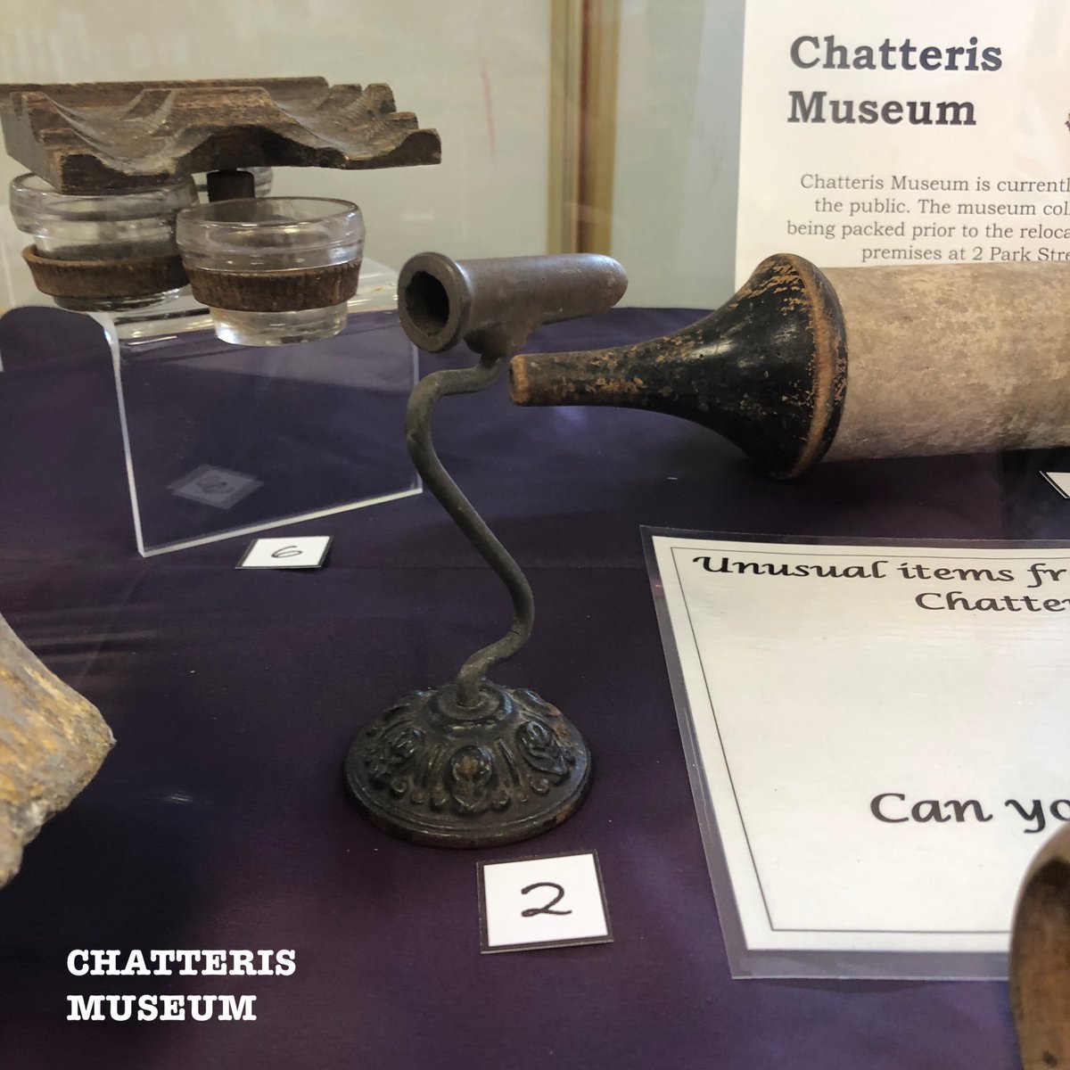 chatterismus's tweet photo. Just a few of the unusual items we currently have on display at the Library. Can you guess what they are? Pop down to Chatteris Library to take a closer look and see if you’ve guessed correctly! 

#MuseumCollection #MysteryObjects #LocalHistory #WhatIsIt #GuessTheObject https://t.co/kbdaBLLibp