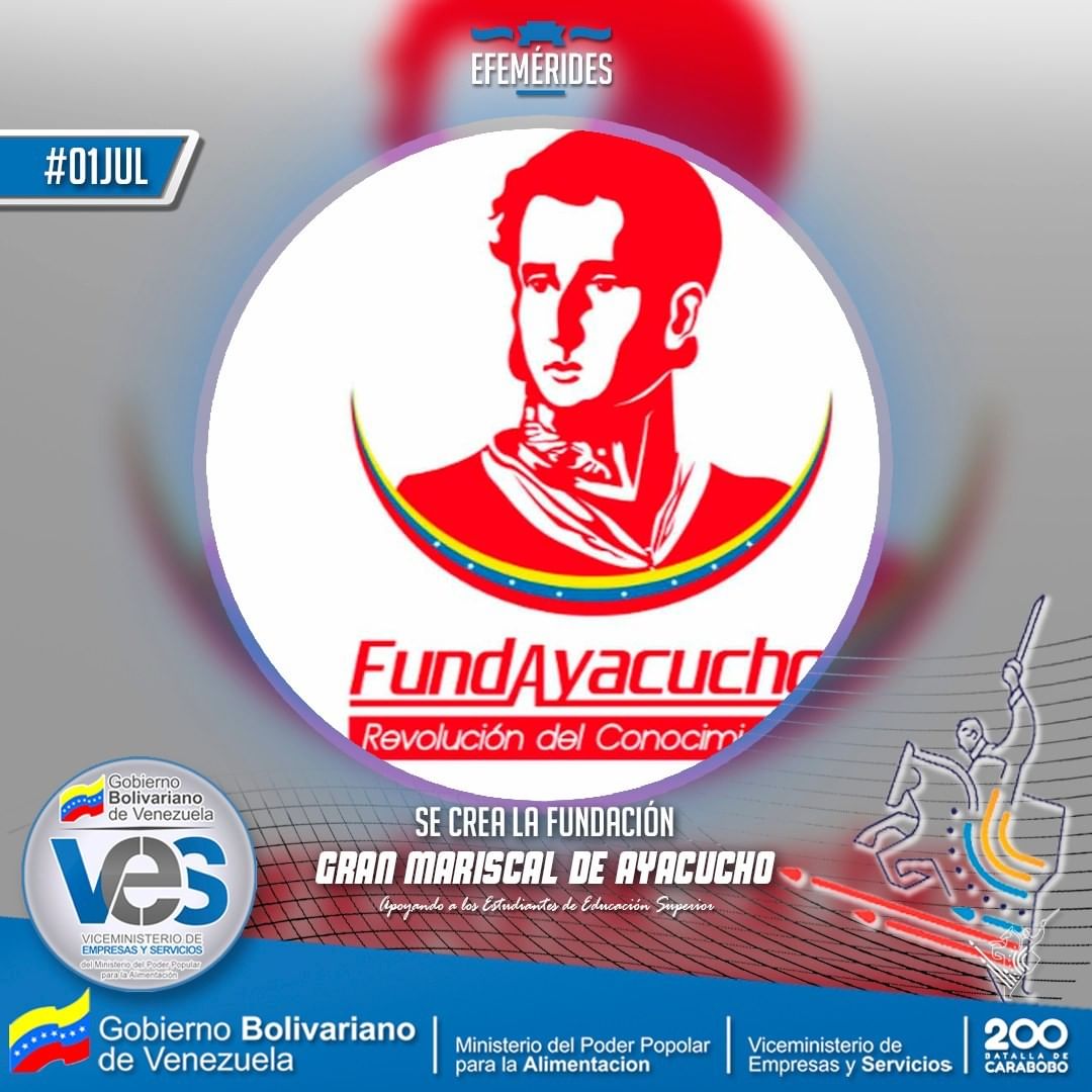 vicempreminppal's tweet photo. Un día como hoy #1Jul📢 en 1975 La Fundación Gran Mariscal de Ayacucho (Fundayacucho) fue creada . Su objetivo principal es apoyar a los estudiantes de educación superior de Vzla través de becas en modalidad de pregrado y postgrado, nacional e internacional.
#ComoVenezuelaNoHay https://t.co/dtUgabDxuz