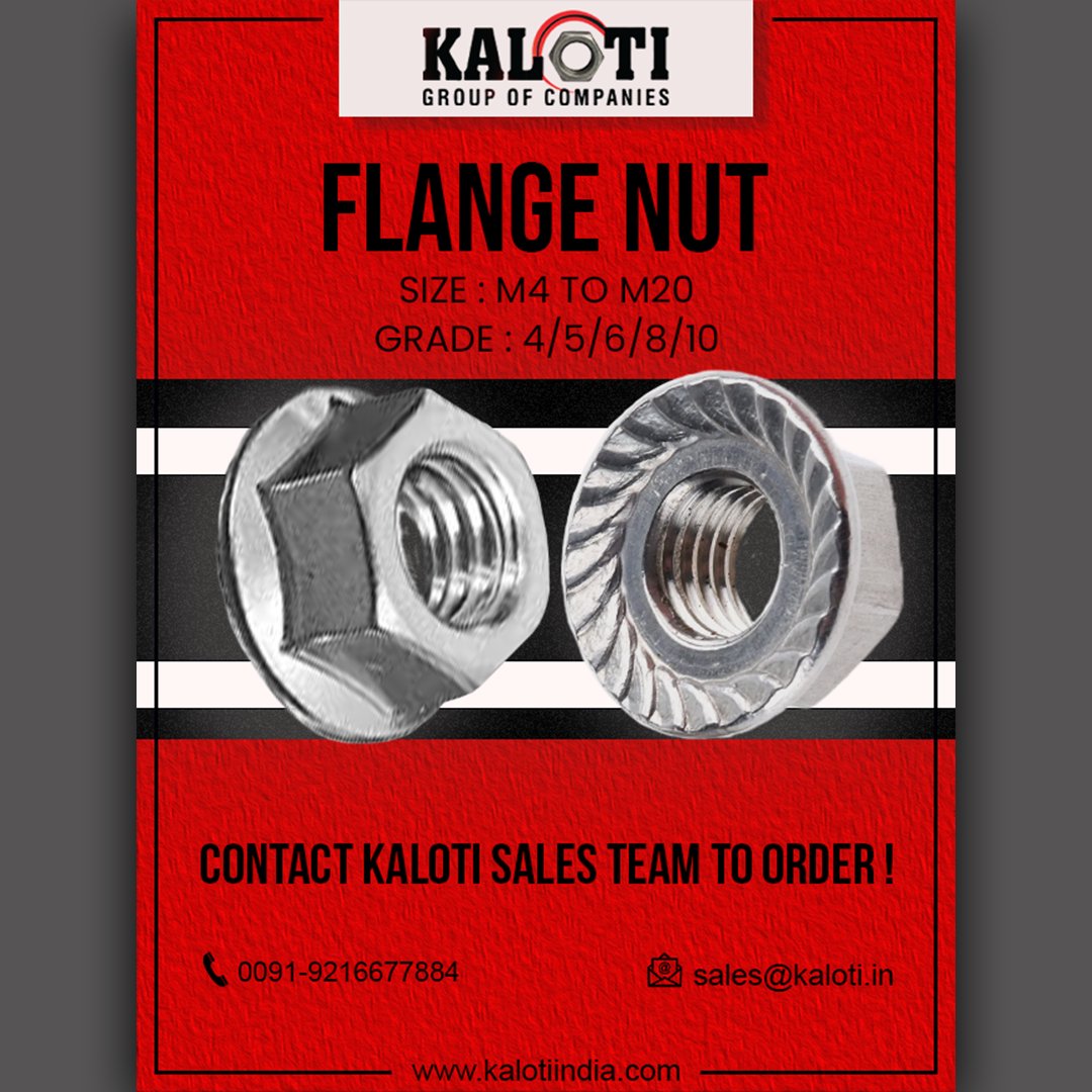 GroupKaloti's tweet photo. FLANGE NUT
KALOTI GROUP OF COMPANIES
Please Contact Kaloti Sales Team For Order !
👉https://t.co/fJehwQBHiN - 0161-4066884
👉Email - sales@kaloti.in
👉Website - https://t.co/mAtKDpPKye
#fastener #screws #bolts #steel #nuts #manufacturing #kalotiindia #kalotifasteners #kaloti https://t.co/O0Kzy4oxxi