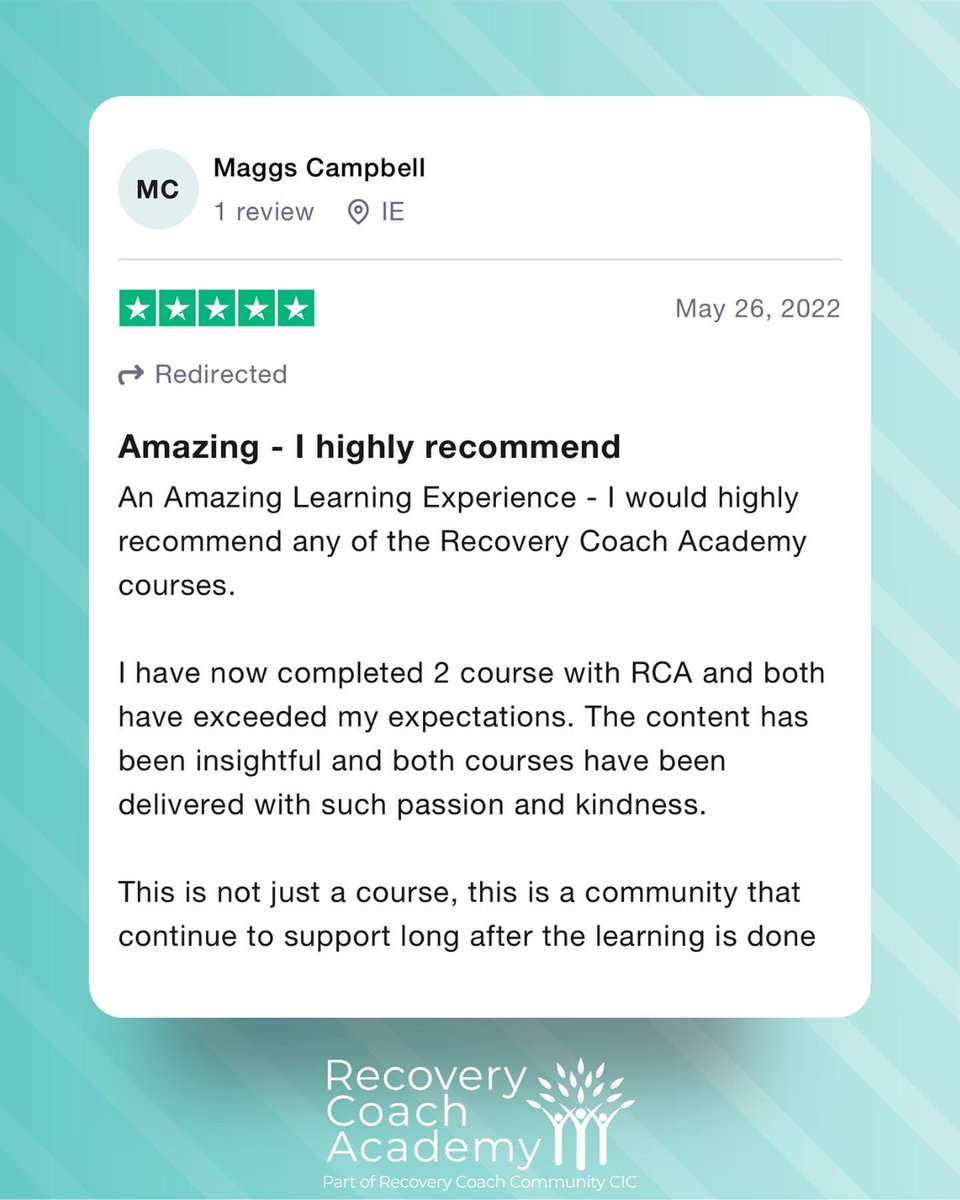 Training_RCA's tweet photo. Happy Friday 🤗 We are alway talking about the amazing experiences we have when facilitating the (CCAR) CPD accredited Recovery Coach Academy© Training, &amp; supporting our #RecoveryCoachCommunity 💜 But today we thought we would share what the REAL experts have to say♥️
Thank you😘 https://t.co/JMYMrJNEQk