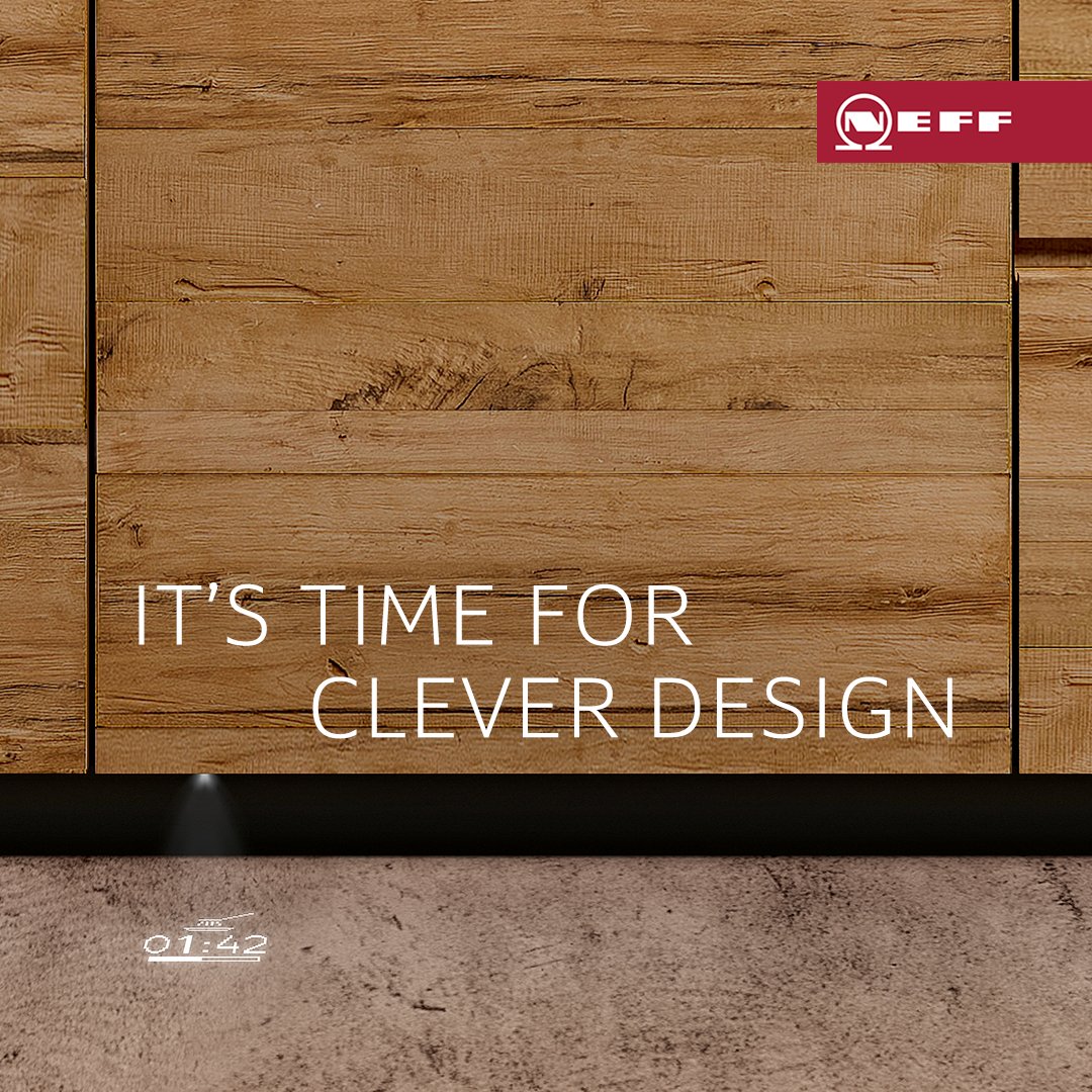 #NEFF dishwashers with TimeLight project the remaining time of the programme onto the floor, so you’ll always know when it’ll be ready to unload. Get in touch to find out more about how NEFF’s ingenious cleaning solutions can make your new kitchen work harder for you. 
#kitchens