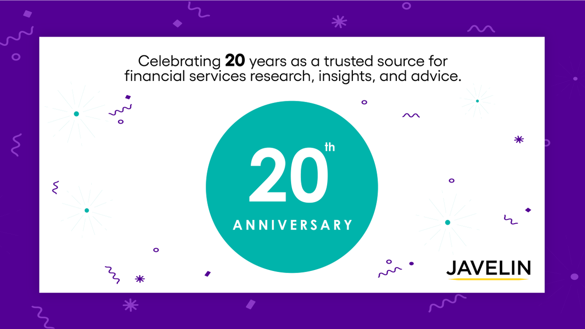 🙌🥳🎉 ℍ𝕒𝕡𝕡𝕪 𝕓𝕚𝕣𝕥𝕙𝕕𝕒𝕪 to us! 20 years of legacy to provide research and insights to solve our client’s most pressing business challenges. <a href="/JavelinStrategy/">Javelin Strategy</a> <a href="/thinkescalent/">Escalent</a> <a href="/MercatorAdvisor/">Mercator Advisory (now Javelin Strategy)</a> <a href="/jjegher/">Jacob Jegher</a> <a href="/MSchwanhausser/">Mark Schwanhausser</a> <a href="/ehigdon/">Emmett Higdon</a> <a href="/williamtrout/">willtrout.eth</a> <a href="/ianfbenton/">Ian Benton</a> <a href="/KittenTracy/">Tracy Kitten</a>