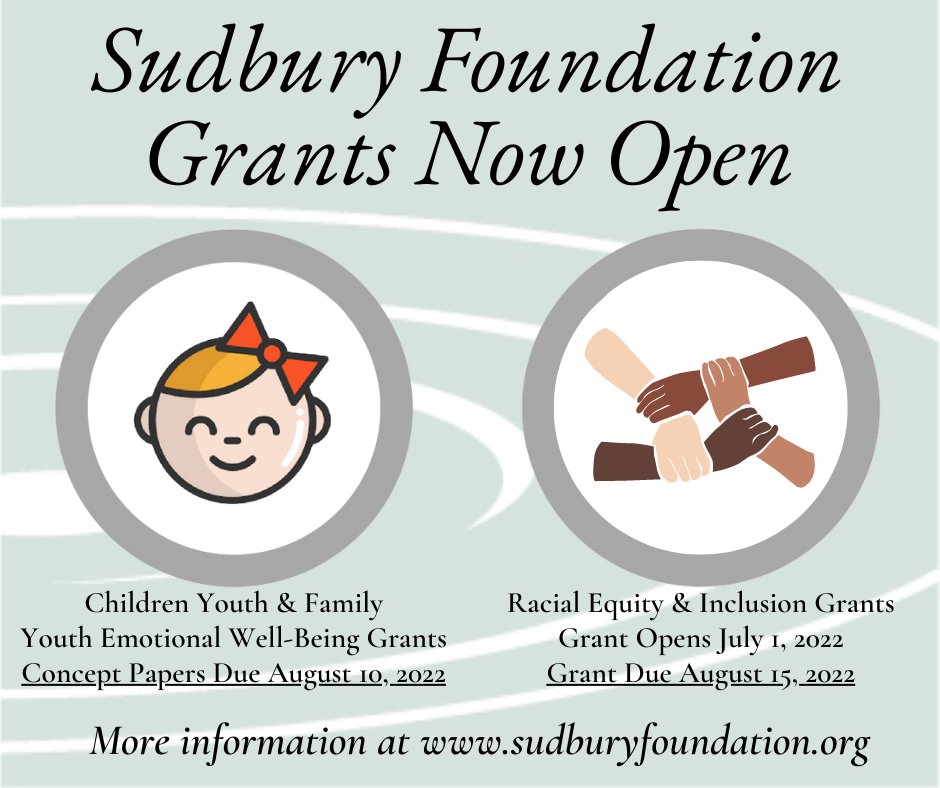 We are excited to announce two grant opportunities now available! More info at sudburyfoundation.org.