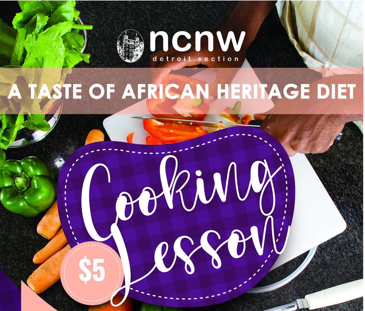 NCNWDetroit's tweet photo. Join us as we explore the A Taste of African Heritage—a new kind of cooking curriculum that introduces people to the traditional healthy foods and flavors of Africa and the African Diaspora. 

Register here: https://t.co/YTqlJQ5lad

#ncnwdetroit #communityhealth #ncnwstrong https://t.co/prct4OzTrR