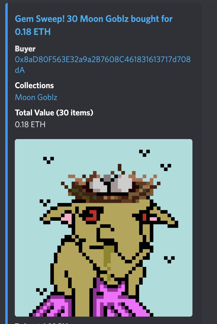 moongoblz's tweet photo. FROM ALPHA DISCORD SERVER LFGGGGGG

MOON GOBL FAM <3333

@gemxyz 👀

#NFTs #NFTCommunity https://t.co/3iEQAVwfIW