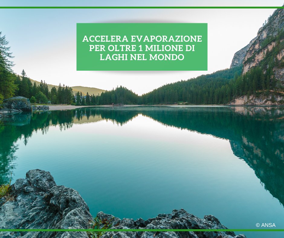 Non solo siccità: sta accelerando l'evaporazione di quasi un milione e mezzo di laghi, naturali e artificiali, sparsi in tutto il mondo.
I dati dei satelliti indicano che è circa il 15% più alta di quanto ritenuto finora. 
#ANSAAmbiente 
➡ bit.ly/3OxFzaV