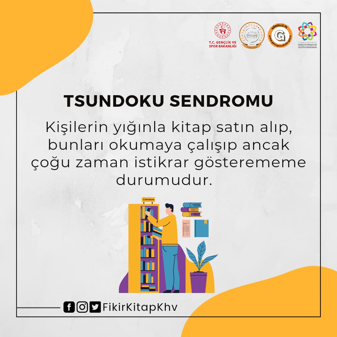 Hiç Tsundoku Sendromunu duymuş muydunuz? Özellikle çok kitap alan  tanıdıklarınız varsa ilginizi çekebilir bu sendrom 😊📚 

#tsundokusendromu #fikirkitapkahve  #kitapkahveproje #gençmar #ankara #kızılay #fkk #kitap #kahve