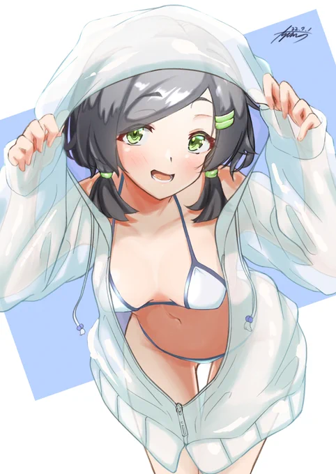 暑いので、水着の黒潮さんを描きました
#艦これ #黒潮 