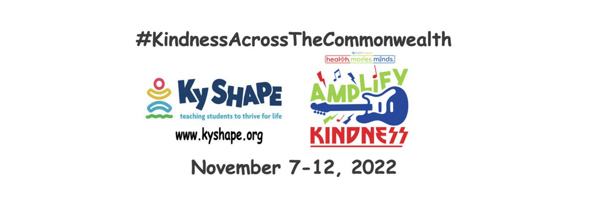 Mark your calendars now! The 2022
#KindnessAcrossTheCommonwealth Week will take place November 7-12th! 

Be on the lookout for more information from <a href="/KY_SHAPE/">Kentucky SHAPE</a> #HealthMoveMinds Coordinators @healthystark &amp; @cembryPE as we #AmplifyKindness across Kentucky!