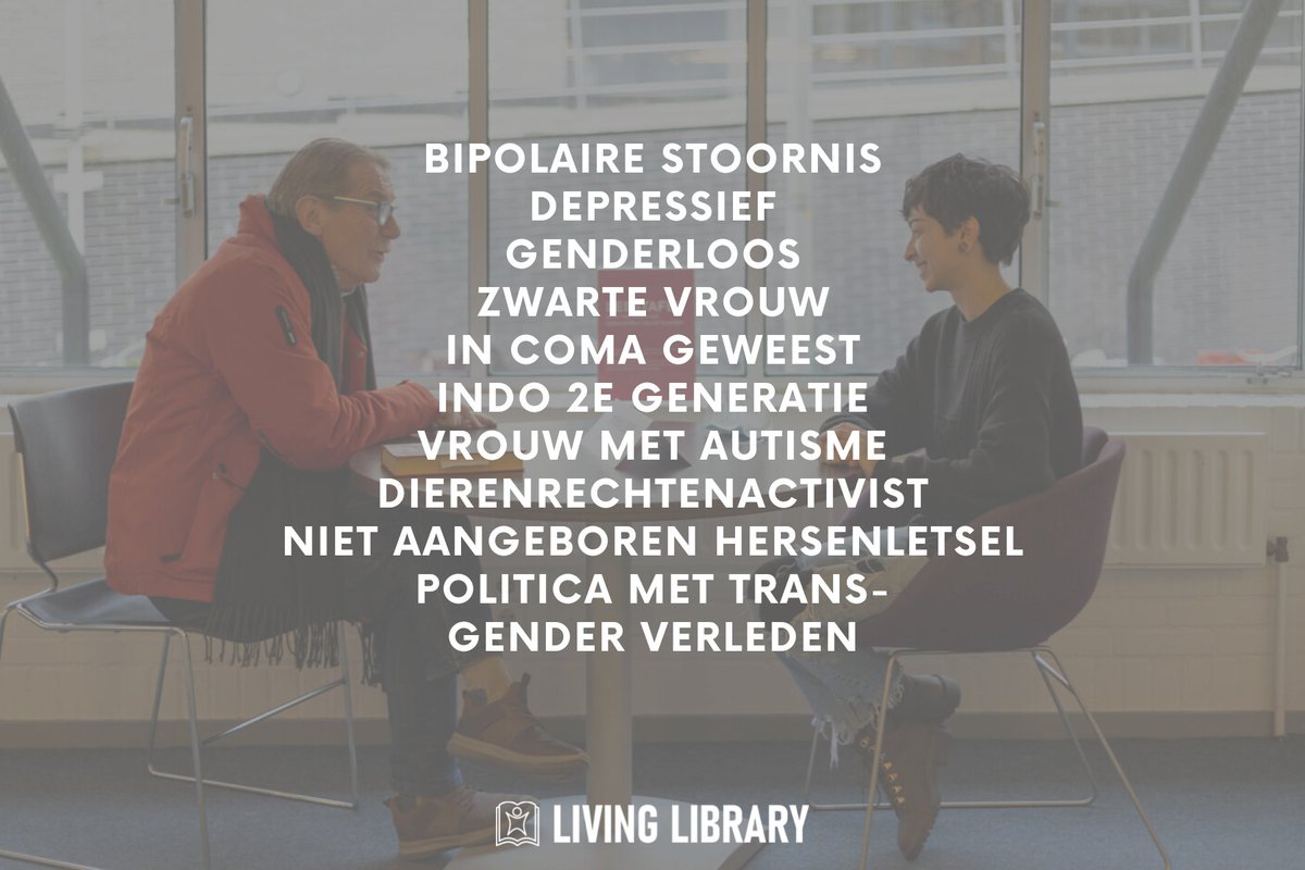 Morgen zijn we open in <a href="/CODAapeldoorn/">CODA Apeldoorn</a>, en je kunt de volgende levende boeken lenen! Je hoeft je niet aan te melden. Tot morgen? #livinglibrary #dialoog #inclusie #diversiteit