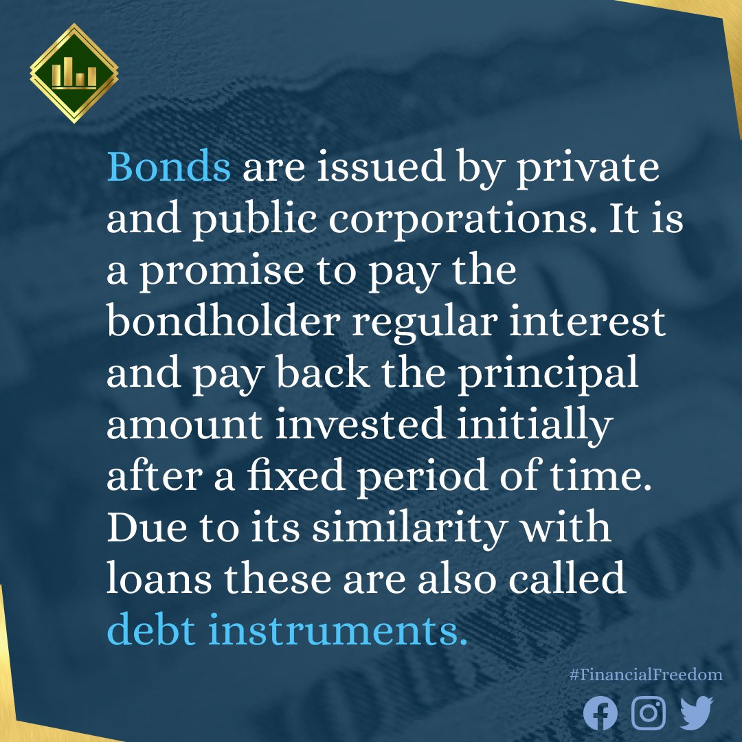 Uncertain about returns from stock market? Bonds offer a more predictable income stream and can be a great way to hedge!

Don't worry!
We will help you understand the core fundamentals of the financial world to get you started on your journey to #FinancialFreedom 

#Learn #bonds