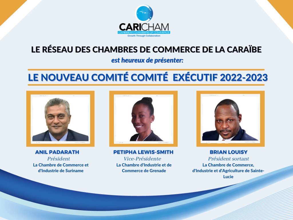 Le Réseau des Chambres de Commerce de la Caraïbe est heureux de présenter le nouveau comité exécutif pour 2022-2023: