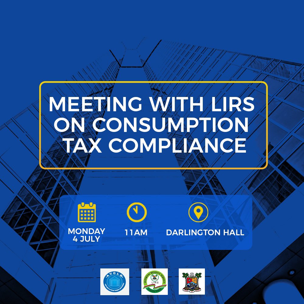 avolnconnect's tweet photo. Our Meeting with @lirsgovng on Consumption Tax Compliance will hold on Monday July 4, 2022 at The Darlington Hall.

#LIRS #AVOLN #Meeting https://t.co/GJZT7pXQie