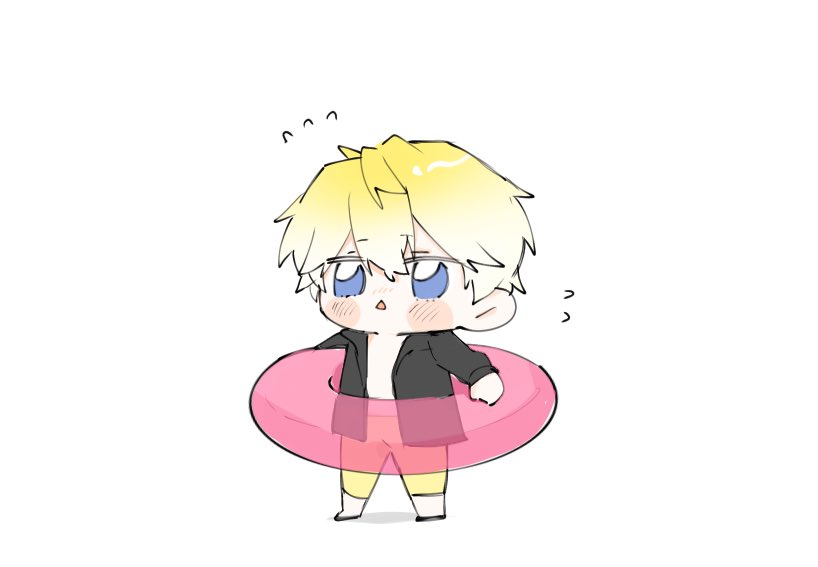 1boy male focus blonde hair innertube blue eyes chibi solo  illustration images