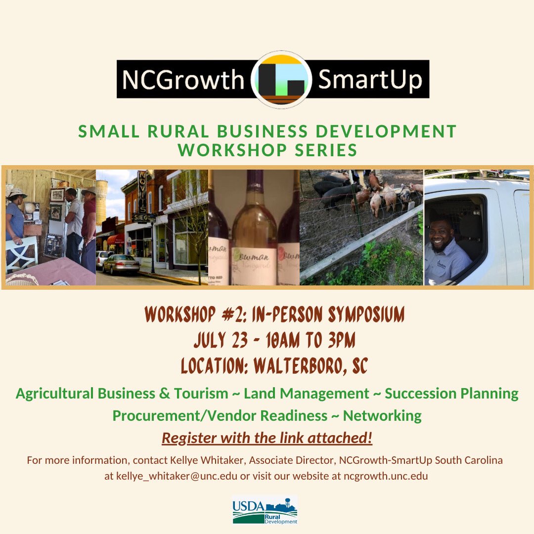 Join NCGrowth-SmartUp, our panel of experts, and small business owners on July 23rd as we explore the current climate and barriers facing entrepreneurship and business development in small rural communities across the Carolinas. kenan-flagler.zoom.us/webinar/regist…
