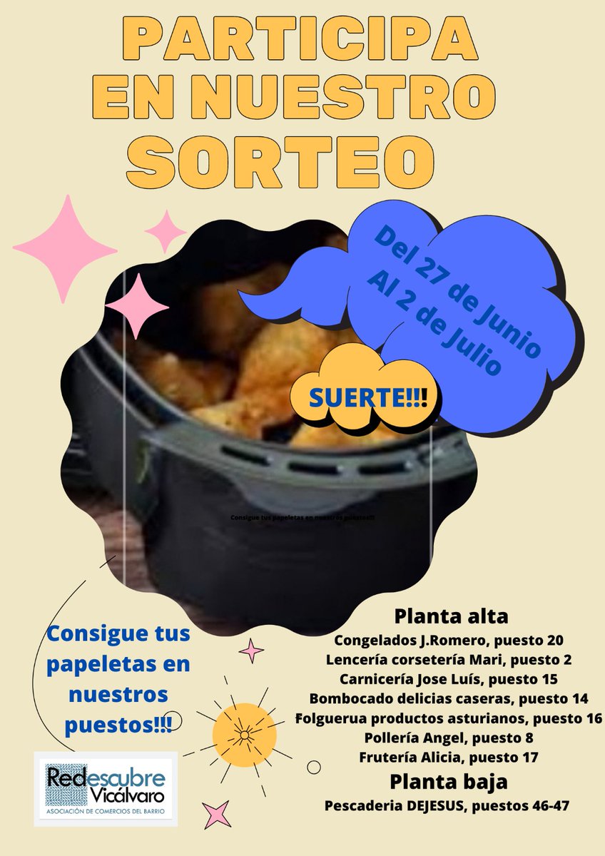 RedescubreV's tweet photo. Tienes hasta el 2 de Julio para participar en ¡¡NUESTRO SORTEO!!. Consigue las papeletas en éstos puestos. https://t.co/LAfu2MZVur