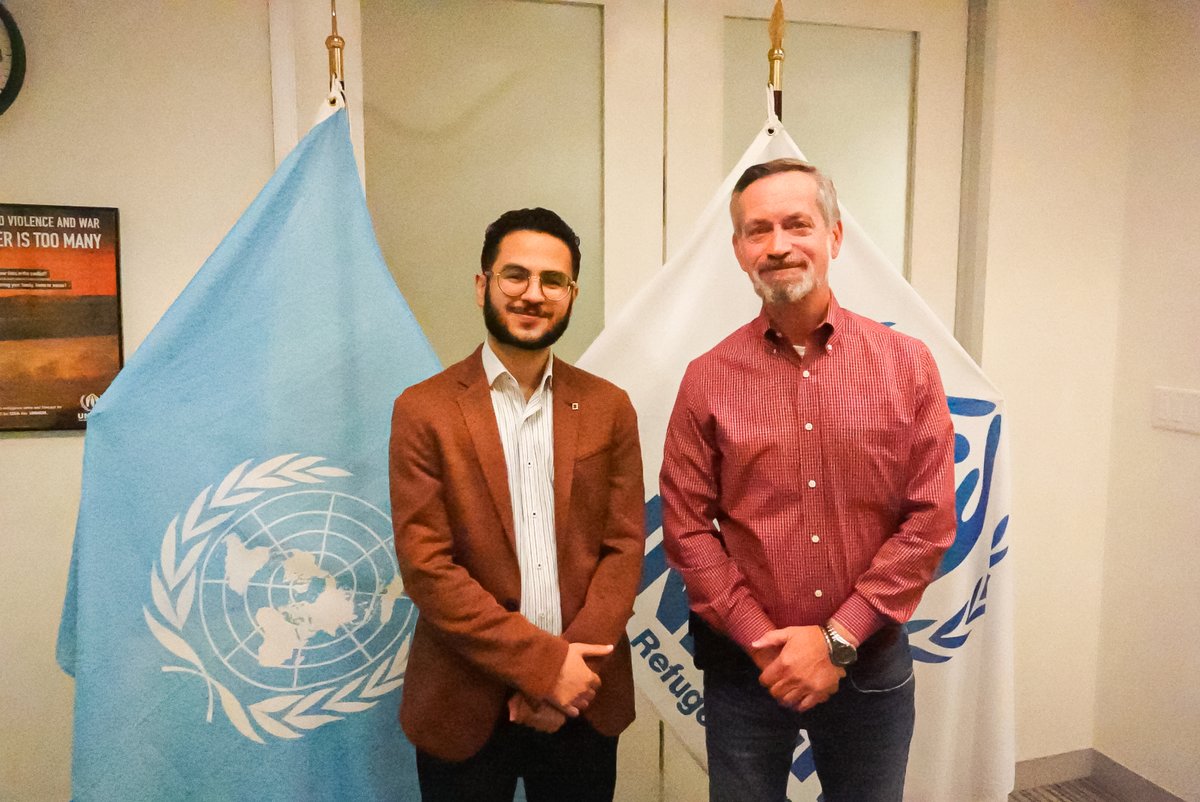 It was great to catch up with UNHCR high profile supporter <a href="/uBadr/">Ahmed M. Badr</a>.

His work with @narratio_org, empowering youth through creative expression, inspires.