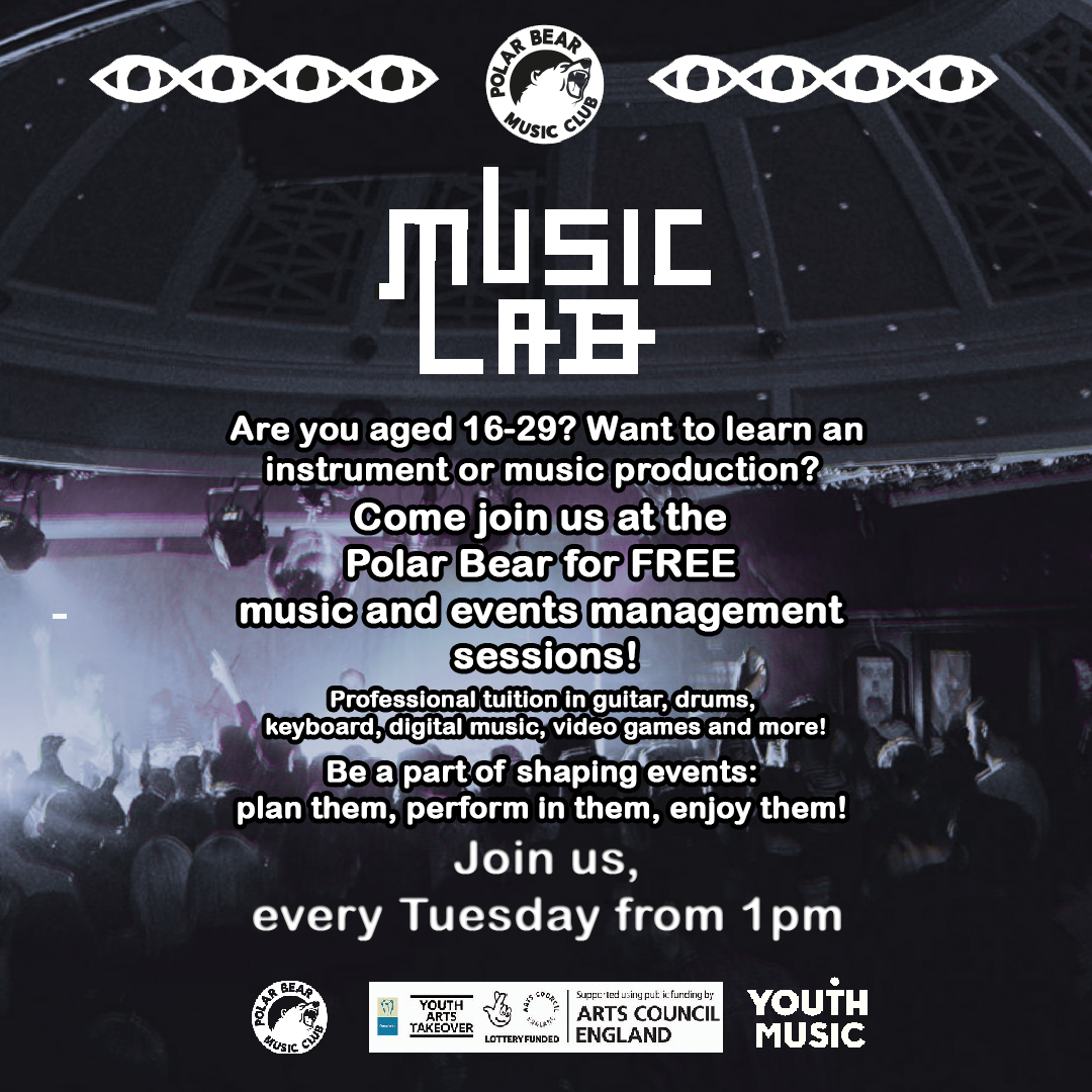 Interested in music? Our #MusicLab sessions are hosted at @polarbearroars every Tuesday from 1pm

If you are 16 - 29 years old and have a passion for creative arts then Music Lab is the place for you!

#YouthArtsTakeover #Music #Hull #YouthMusic #Creative