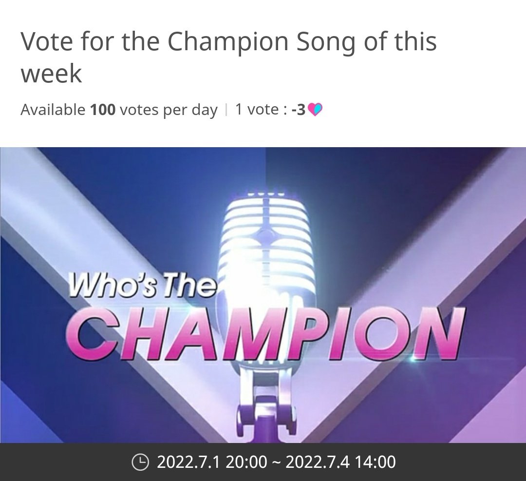 voteforjhsw's tweet photo. [🎤] SHOW CHAMPION: PRE-VOTING

j-hope 'MORE' is nominated for SHOW CHAMPION pre-voting!!

🗓 7/1 ~ 7/4, 2pm KST

🔗 https://t.co/KaaCzMPKHZ

#JHOPE #제이홉 @BTS_twt https://t.co/aoDXPSC4O6