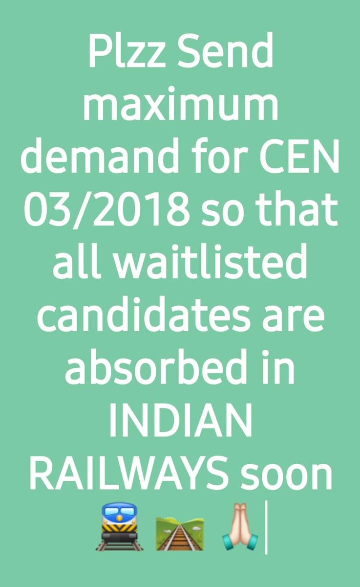Jagannaik123's tweet photo. We #RRB_JE_WAITING candidates of CEN03/2018 request the board to Indent MAX No of posts to empanel all medically fit stand by candidates, so that JE WAITLIST is completely exhausted in SCR
@SCRailwayIndia
@arunjainir
@drmsecunderabad
@drmhyb
@drmvijayawada
@drmgnt
@drmgtl
@drmned https://t.co/nZYqTIL0qU