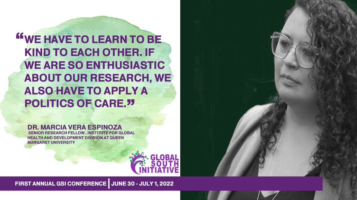 GlobalSouthInit's tweet photo. Dr. Marcia Espinoza discusses research on international migration and displacement in the Americas, calls for refugee studies to localise research &amp; prioritise knowledge production beyond the dominant anglophone model. @MarciaVeraE #GSIConference2022 https://t.co/RxoTQJd0AV