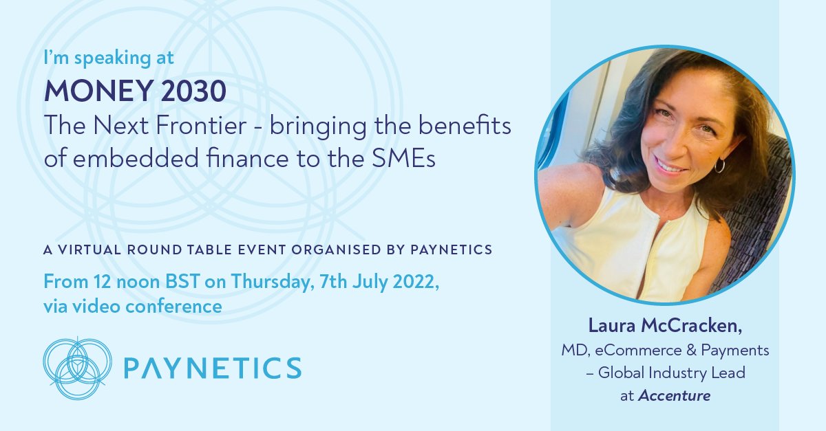 How is <a href="/AccentureUK/">AccentureUK</a> helping to drive the adoption of embedded finance within SMEs? Find out at our next webinar on 7th July, featuring our very own <a href="/MikeDPeplow/">Mike Peplow</a>, and speakers from <a href="/MastercardUK/">MastercardUK</a> and DNA Payments also. Sign up here: bit.ly/3nubFYX #SmallBusiness #fintech