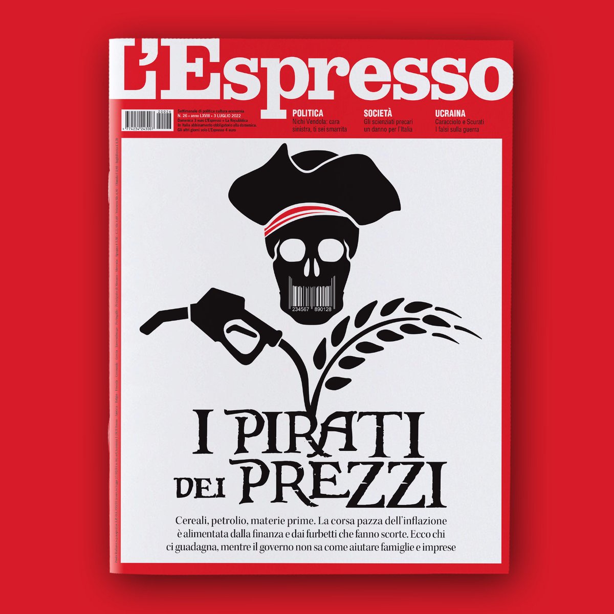 espressonline's tweet photo. 🔴 Cereali, petrolio, materie prime. La corsa pazza dell'inflazione è alimentata dalla finanza e dai furbetti che fanno scorte. Ecco chi ci guadagna, mentre il governo non sa come aiutare famiglie e imprese

👉 La copertina dell'Espresso in edicola, su app e online da oggi https://t.co/sHU4sNHG5k