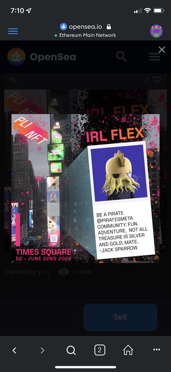 Check out my commemorative NFT from <a href="/PLINFT/">PLINFT</a>! Seeing my PFP and favorite NFT project <a href="/PiratesMeta/">Pirates of the Metaverse 🔛 FLOW</a> on the tallest Times Square billboard in NYC was cool AF and during NFTNYC nonetheless! #PirateTakeover