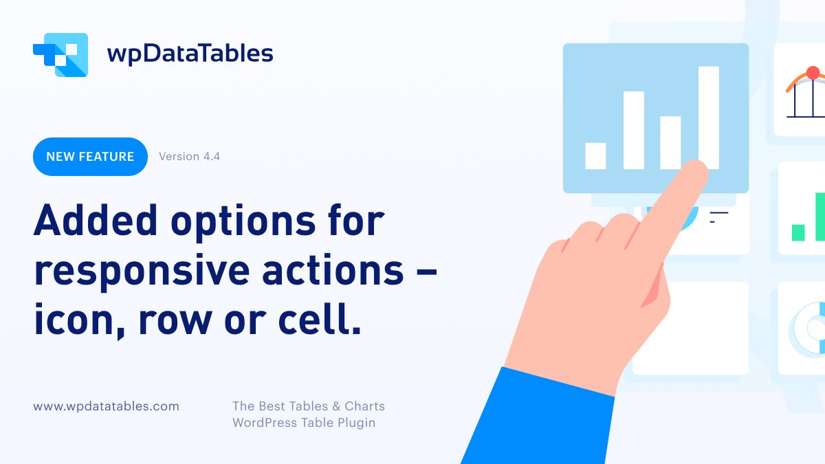 wpdatatables's tweet image. Did you try our 4.4 version?
Responsive actions are one of the cool features that you requested.
#wpdatatables #wordpresswebiste #tableplugin #WP #webdevelopment #webdesign #datatables #charts #plugin #chartplugin #webdeveloper #designtips #wordpressdevelopers
