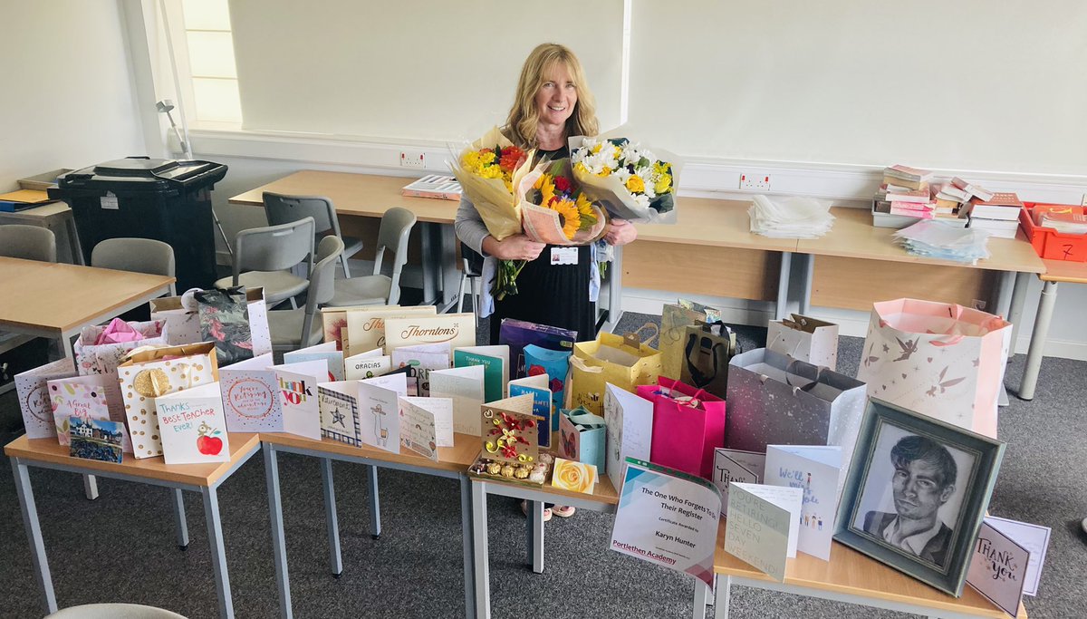 PortyMFL's tweet photo. We said a very special goodbye to these legends this week 😥. We will all miss you massively but lots of luck on your new ventures and don’t be strangers! 🥳 #legends #MsHunter #MrsCampbell #retirement @PortyAcad @PortyMFL https://t.co/0jgB00YwZu