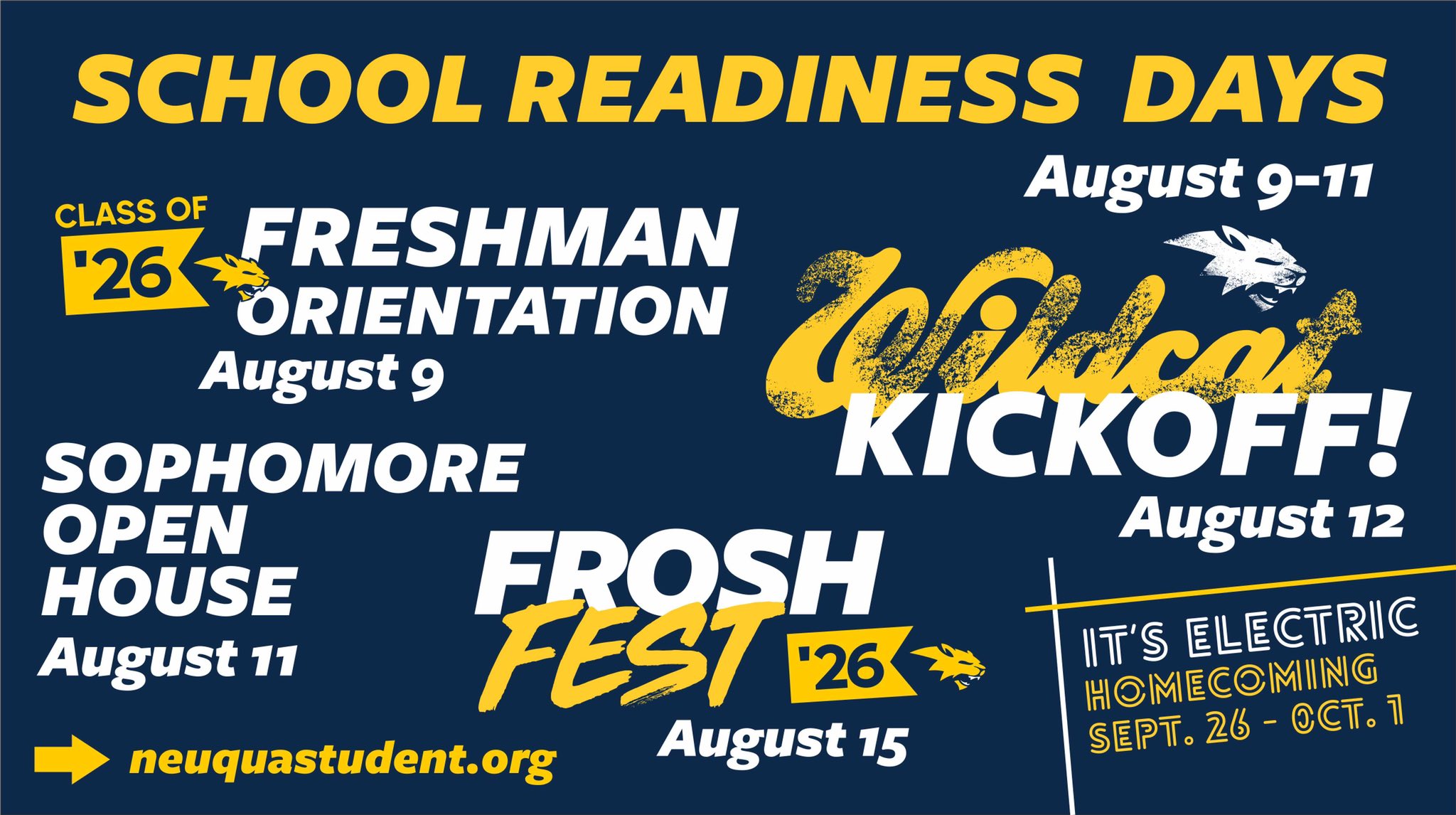 Freshman Orientation (Aug. 11) & Open House (Aug. 12)