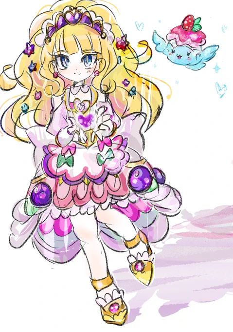 #キュアフィナーレ #デリシャスパーティプリキュア #らくがき #イラスト #precure  #デパプリ ガシャポンのスイングとカキ氷のレシピッピの組み合わせが素敵すぎます🍧🍓 