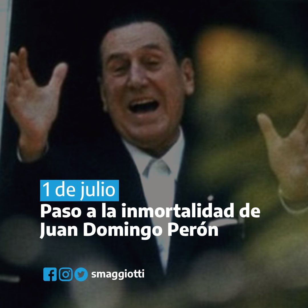 smaggiotti's tweet photo. Hace 48 años Juan Domingo Perón nos dejaba físicamente, su legado nos acompaña todos los días y es un faro hacia una Argentina justa, libre y soberana.
#PeronInmortal https://t.co/T7Mr3v6LBJ
