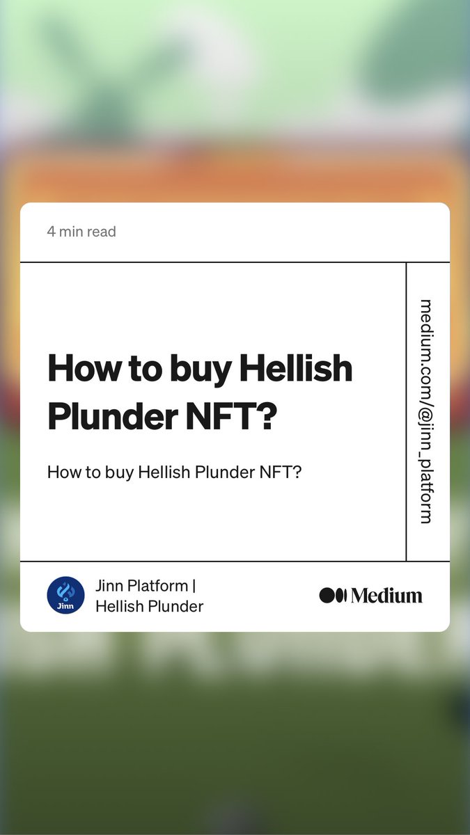 jinn_platform's tweet photo. 🎟 HOW TO BUY HELLISH PLUNDER NFT? 
 
Specially for our tomorrow sale, we prepared the most thorough instruction! 
 
Check our new article on Medium to learn how to buy the #NFT in the most safe and easy way!

📃 https://t.co/rOgGduT4e7 https://t.co/j4nAdRvDXR