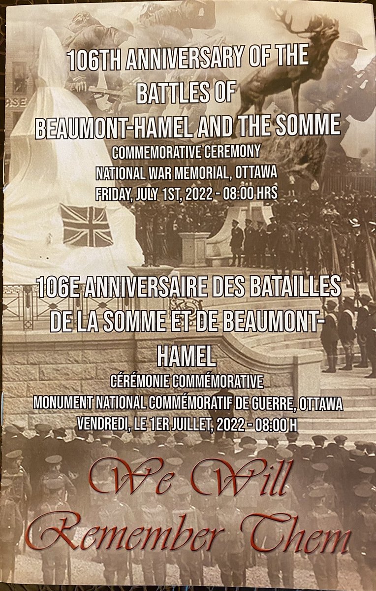 Could not resist attending the 106th Anniversary of the Battle of Beaumont Hamel this morning. A poignant reminder that today is also Memorial Day in Newfoundland to honour the incredible sacrifice of the #RoyalNewfoundlandRegiment so many years ago #WeWillRemember