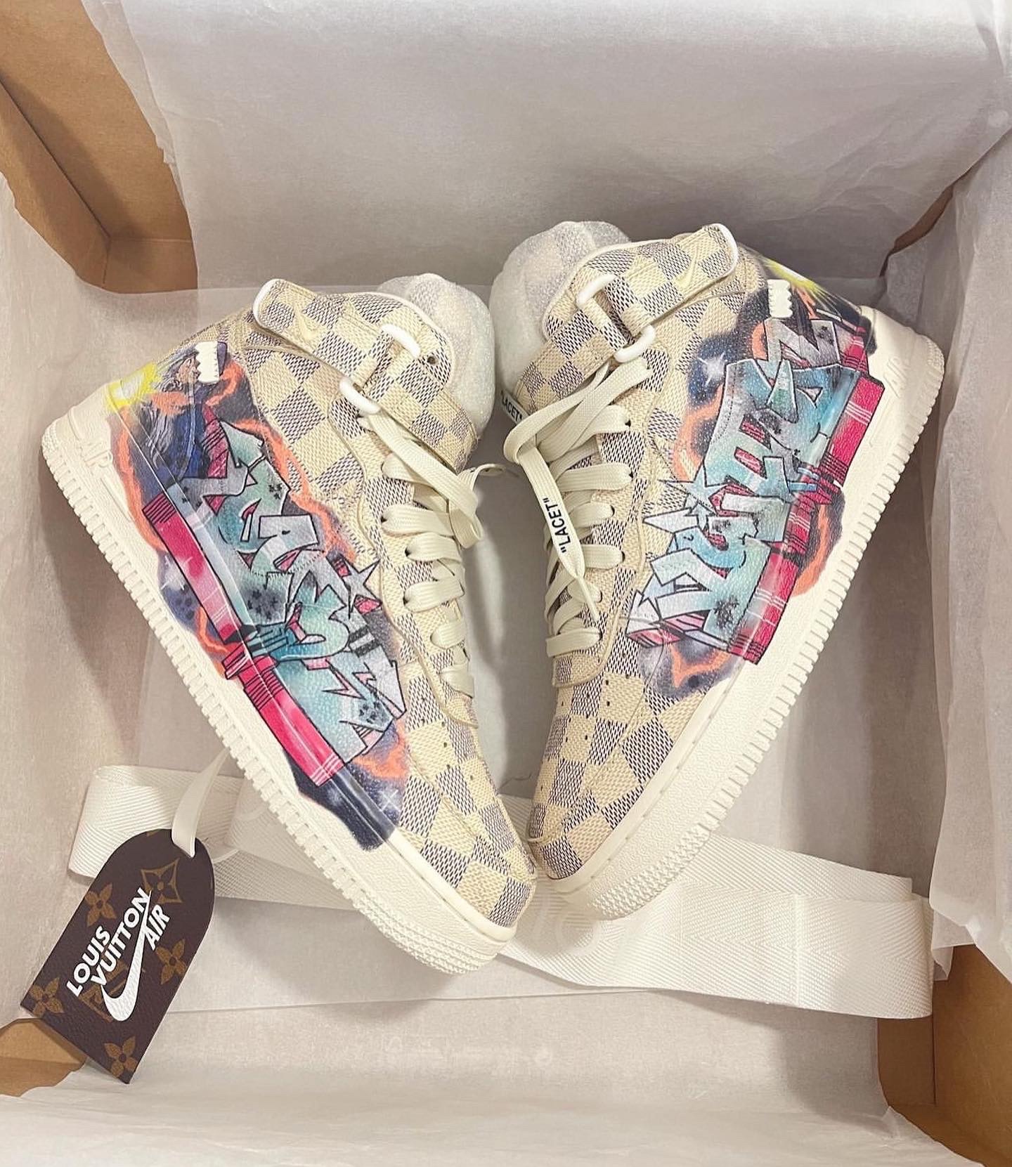 LOUIS VUITTON NIKE AIR FORCE 1 MID GRAFFITI SNEAKER BY VIRGIL