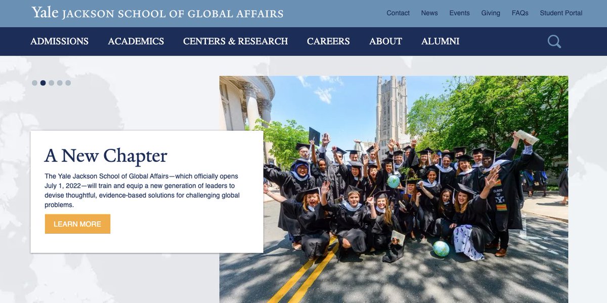 Yale Jackson School (@jacksonyale) on Twitter photo It's official: as of today, we're the Yale Jackson School of Global Affairs! The future looks bright ☀️
<a href="/Yale/">Yale University</a> <a href="/Yale_OIA/">Yale OIA</a> <a href="/YaleAlumni/">Yale Alumni</a> It's official: as of today, we're the Yale Jackson School of Global Affairs! The future looks bright ☀️
<a href="/Yale/">Yale University</a> <a href="/Yale_OIA/">Yale OIA</a> <a href="/YaleAlumni/">Yale Alumni</a>