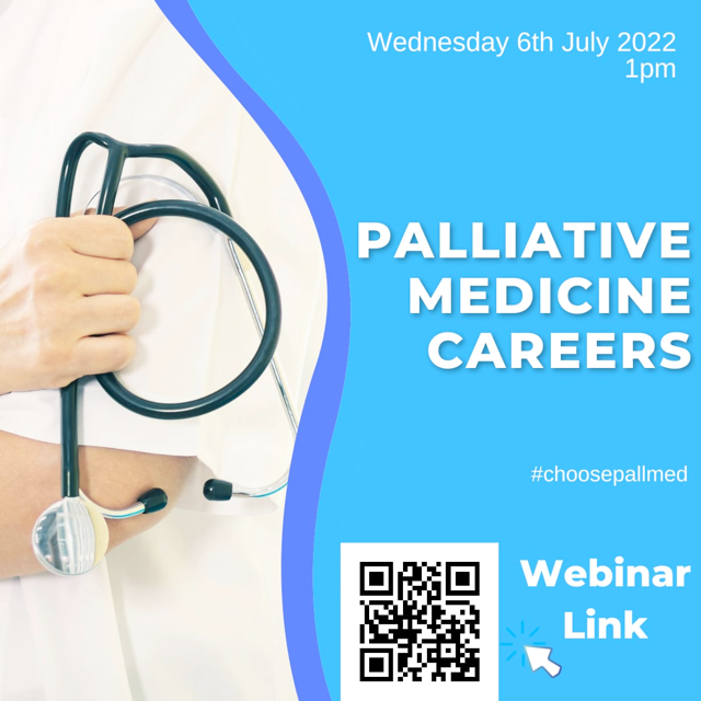 Are you a Junior Doctor interested in a career in Palliative Medicine? Join us on Wednesday 6th July 13:00 – 14:00 for an informative and interactive webinar! #choosepalmed