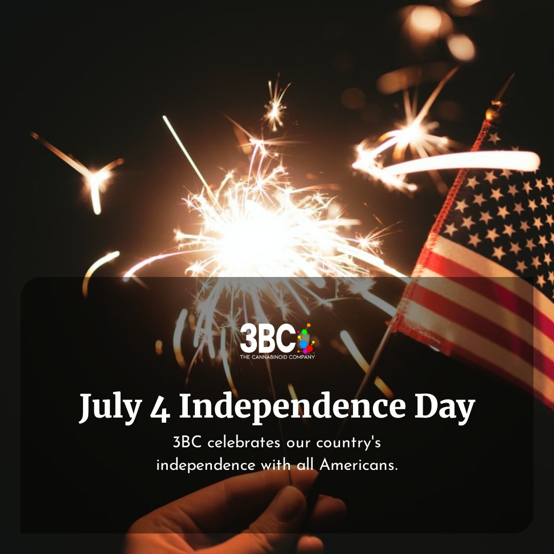 3BC_Cannabinoid's tweet photo. 3BC wishes you a safe and festive holiday with family and friends as we celebrate this great nation. Happy Fourth of July!

https://t.co/c7OYHpuUZd
#3BC #July4 #hemp #solventfree https://t.co/fh07rbzqyL