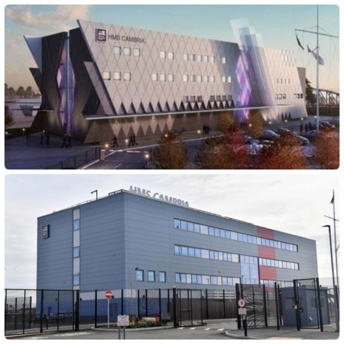 @PlanningShit @JQPhile My favourite render Vs reality is HMS Cambria in Cardiff, UK #RendervsReality