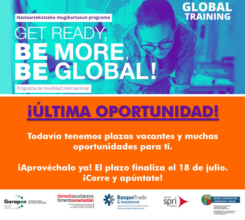 HazilanGarapen's tweet photo. HOY ACABA EL PLAZO PARA LAS BECAS GLOBAL TRAINING

No dejes pasar la oportunidad de trabajar durante 6 meses en el extranjero en prácticas remuneradas con una dotación de 1.530€.

Inscríbete ya en https://t.co/VD1oEwo7sm

#becasglobaltraining #globaltraining #empleo #becas https://t.co/IcfpP7c0FA