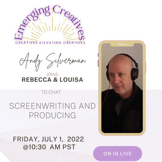 Join us today on emerging_creatives on <a href="/instagram/">Instagram</a> Live. #ScreenwritingTwitter #screenwriter #producer #filmmaker <a href="/Louisa_Kendrick/">Louisa Kendrick</a> <a href="/rebglazerwriter/">Rebecca Glazer</a> <a href="/EmergingCr8ves/">Emerging_Creatives</a>