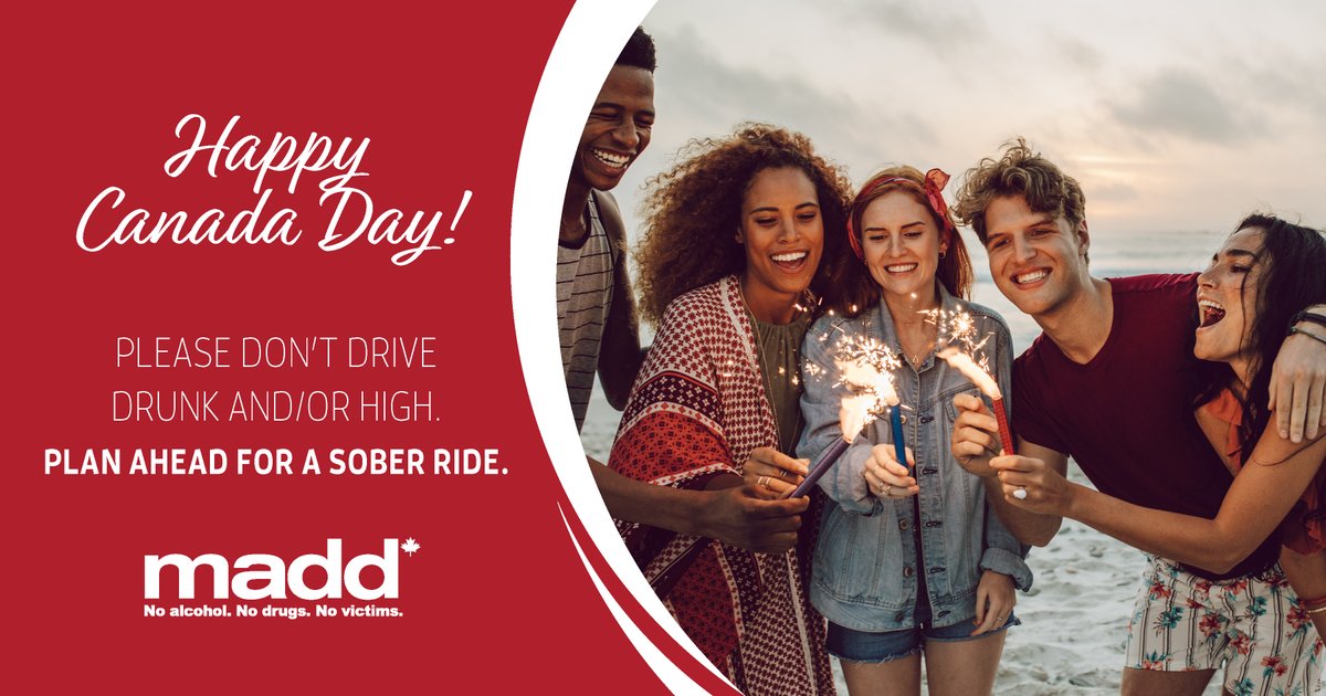 Happy Canada Day! Let's all do our part in keeping roads safe this holiday weekend by planning a safe and sober ride home 🍁