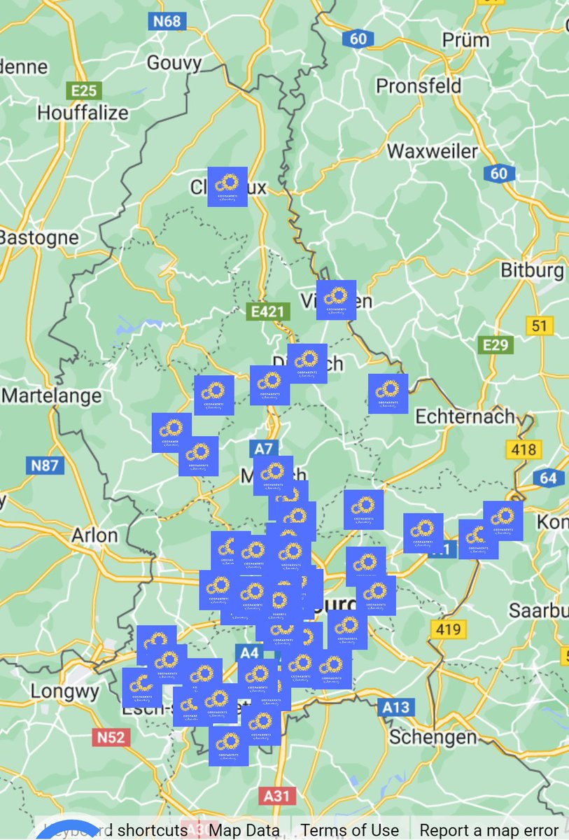 Muy contenta de que nuestro proyecto de Godparents of Luxembourg, de ayuda a las familias de ucranianos desplazados, esté entrando en su 4to mes y ya esté en tantos sitios del país -ver mapa my.atlistmaps.com/map/221af213-3… Si cada uno pone su granito de arena...