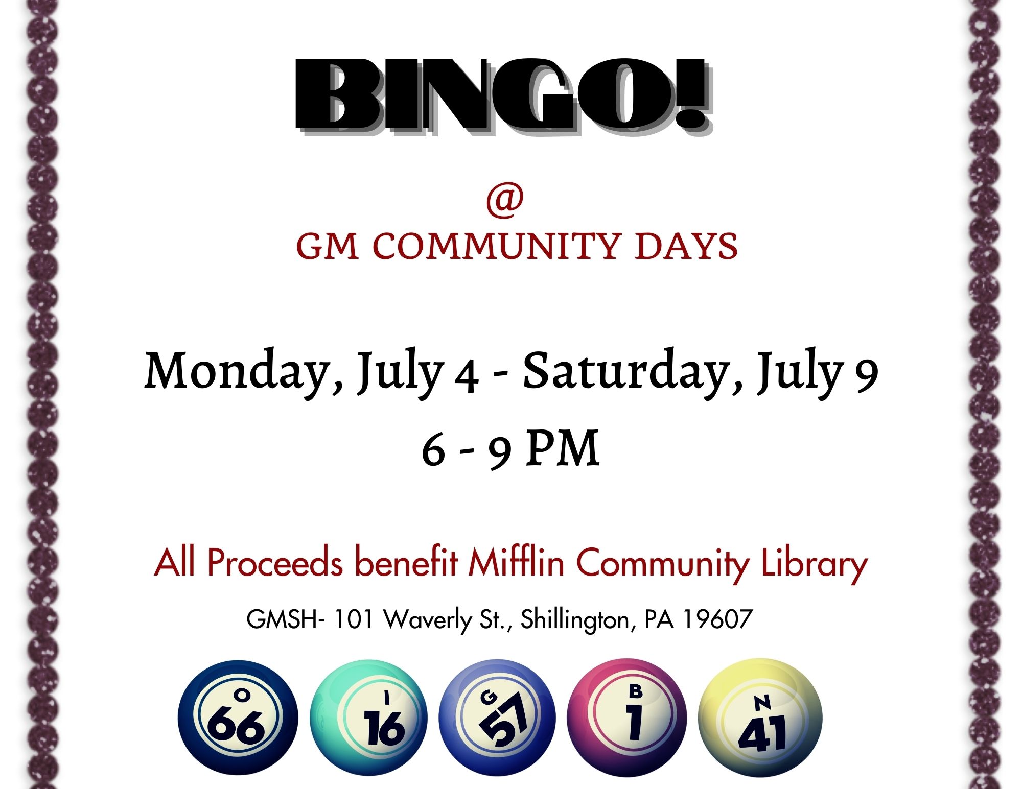 Mifflin_Library on Twitter "Stop by the BINGO tent at Governor Mifflin
