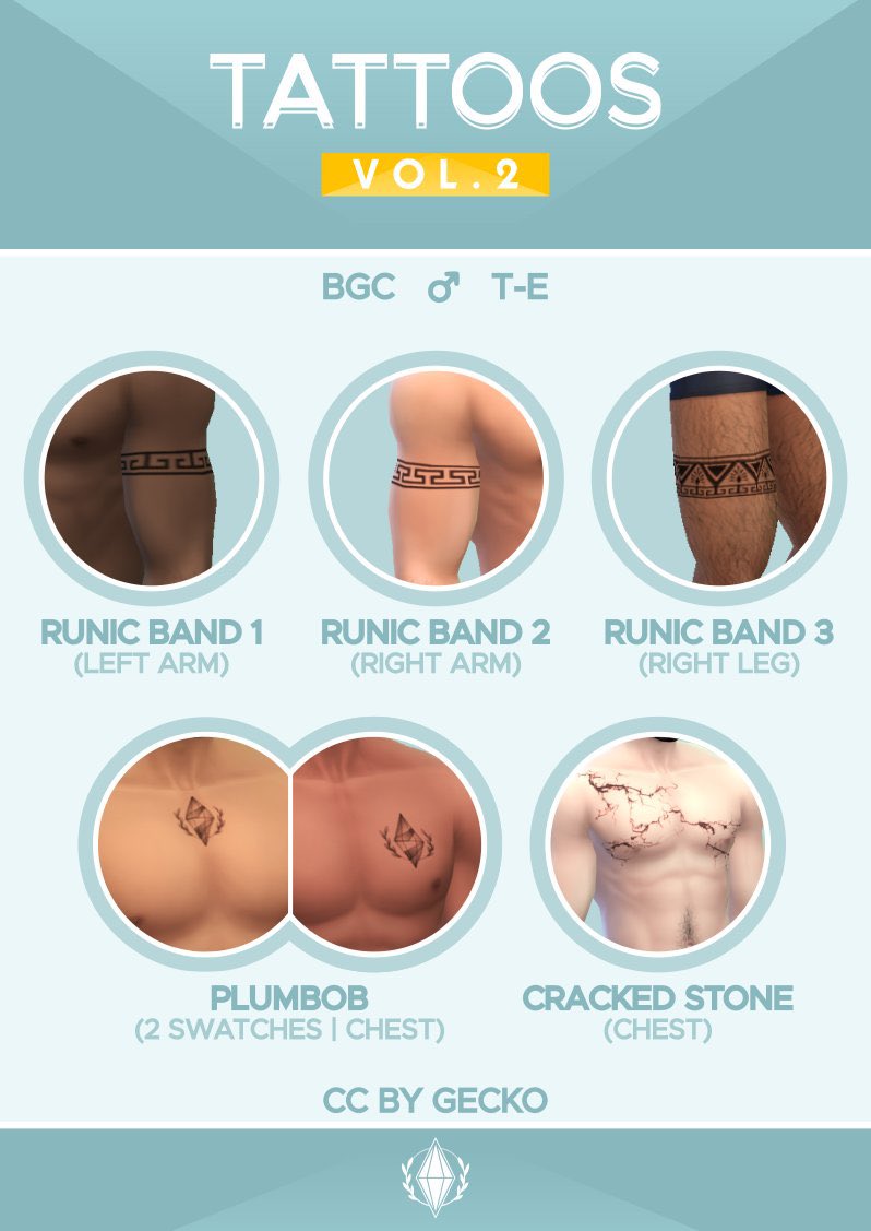 In case you missed it in yesterdays excitement, introducing Tattoos: VOL 2🎨 5 new masculine oriented tattoos for your sims! :)

🔹DOWNLOAD HERE: drive.google.com/drive/mobile/f…

#TheSims #TheSims4 #TS4 #TS4CC #TS4MM #maxismatch #ShowUsYourSims