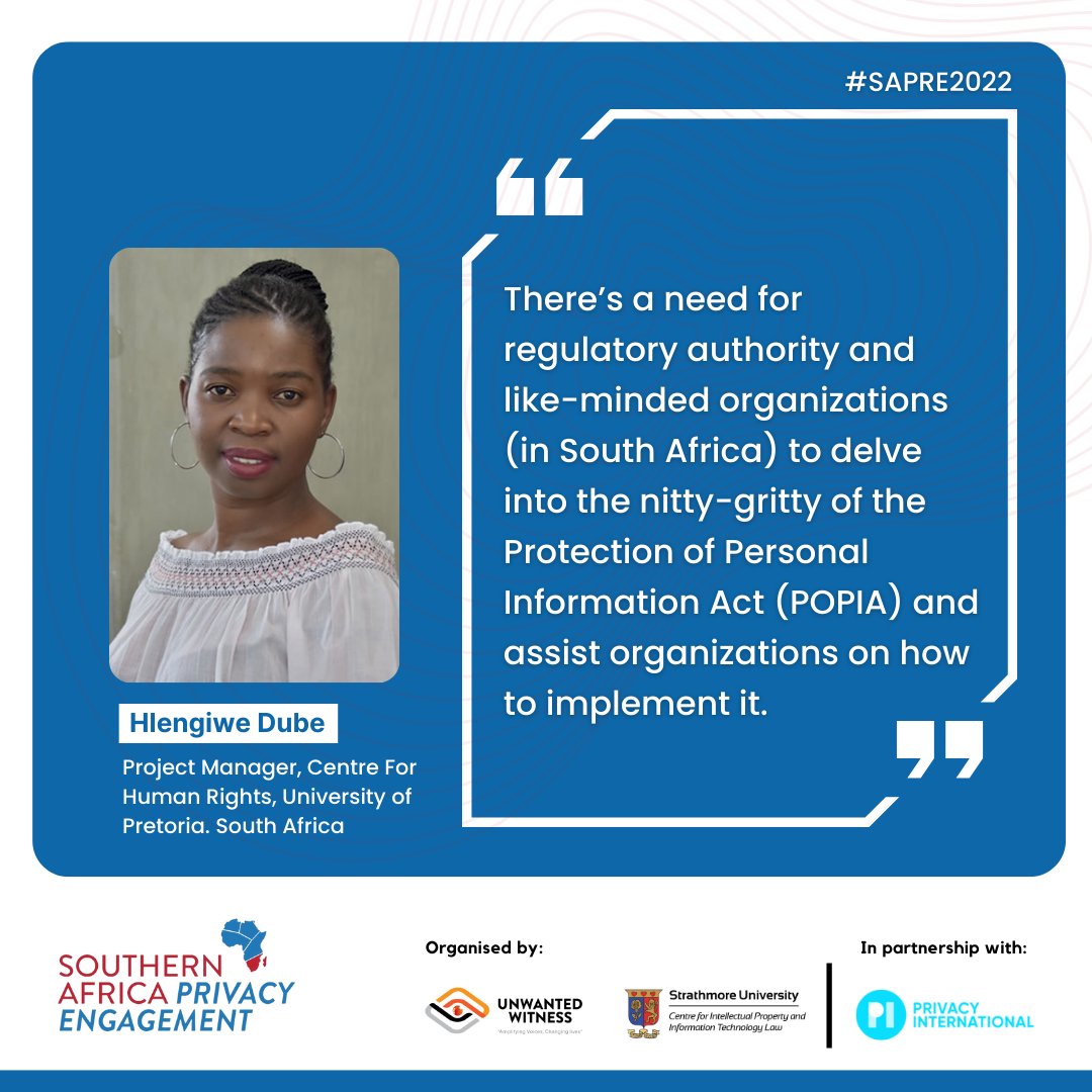 'There’s a need for regulatory authority & like-minded organizations to delve into the nitty-gritty of the Protection of Personal Information Act (POPIA) & assist organizations on how to implement it.' - @hledubzz 

Watch 🖇️ youtu.be/UKXJvnagyYY

#SAPRE2022 @InforegulatorSA